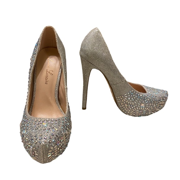 Lauren Lorraine Vanna Rhinestone Platform Heels - Picture 1 of 13